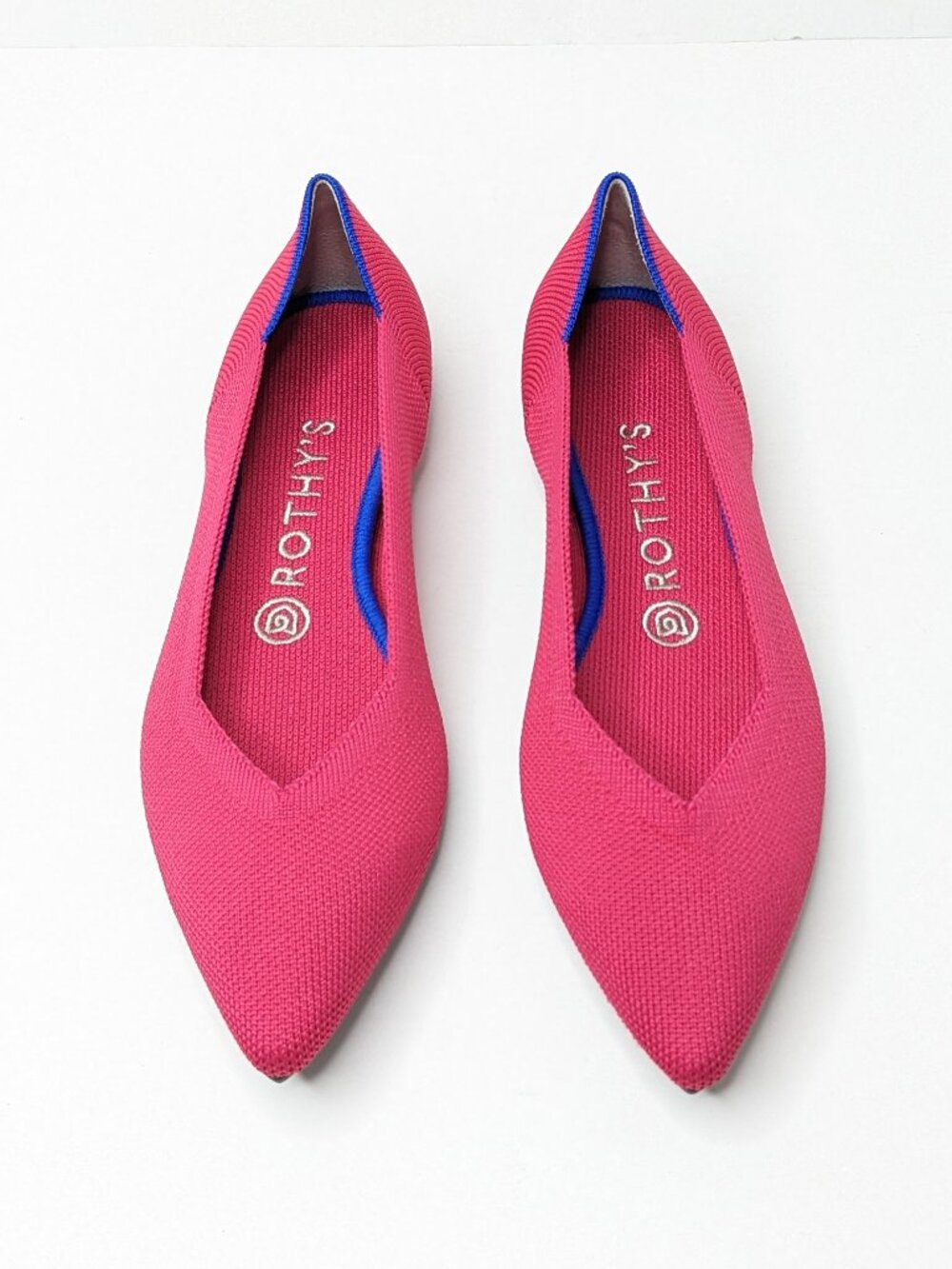 Rothy's The Point Pointed Toe Ballet Flats Hot Pink Womens 8